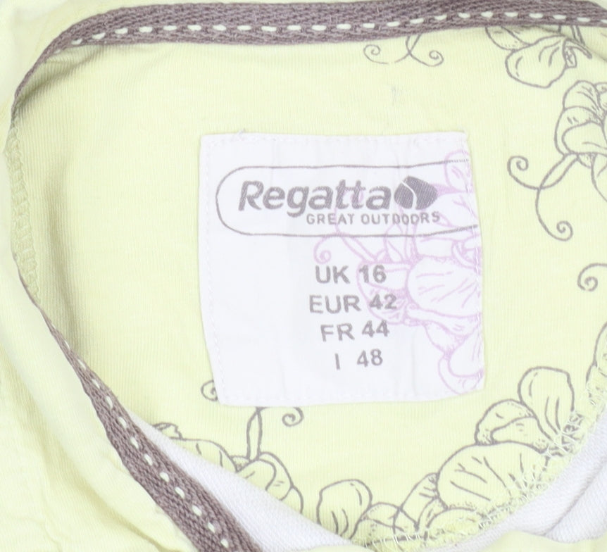 Regatta Women Beige Striped Long Sleeve Polo Shirt UK 16 Cotton