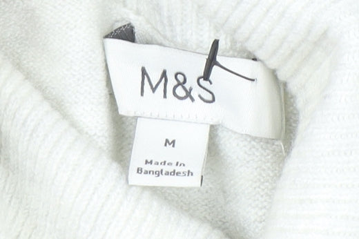 Marks and Spencer Women’s Grey Striped Roll Neck Knit Jumper M