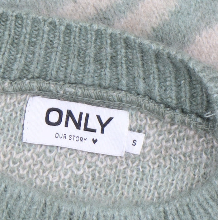 ONLY Women’s Green Animal Print Knit Jumper Size S