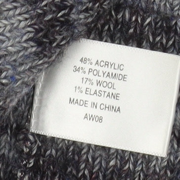 CC Women’s Grey Striped Knit Coatigan L Long Sleeve Buttoned Jacket
