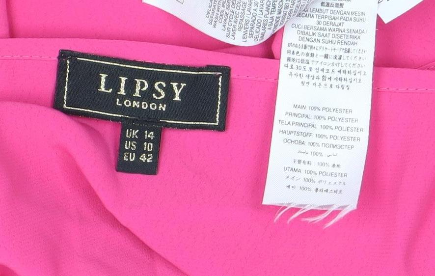 Lipsy London Womens Pink Size 14 Ruffle Strap Camisole Top