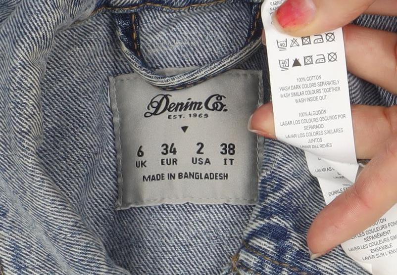 Denim Co. Womens Blue Denim Basic Jacket Size 6