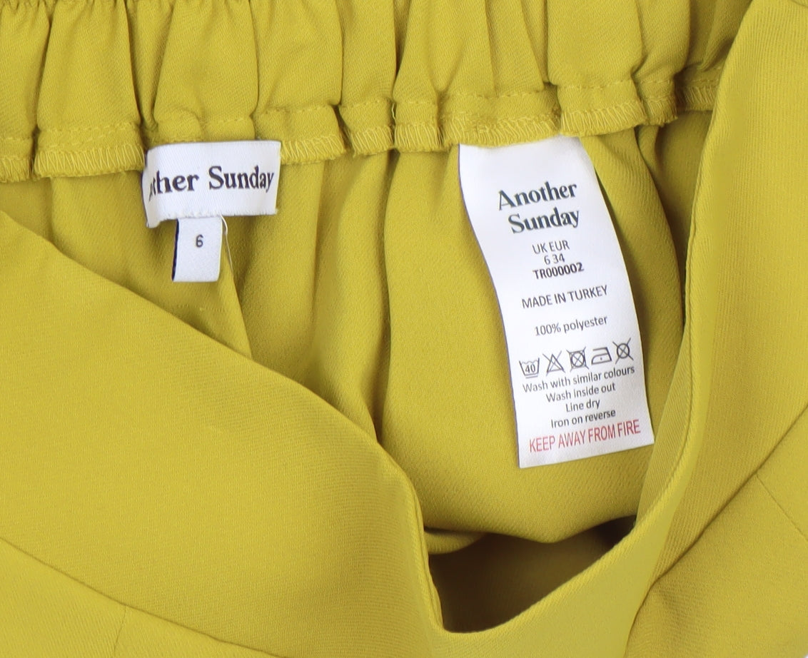 Another Sunday Womens Yellow Wide-Leg Cropped Trousers Size 6