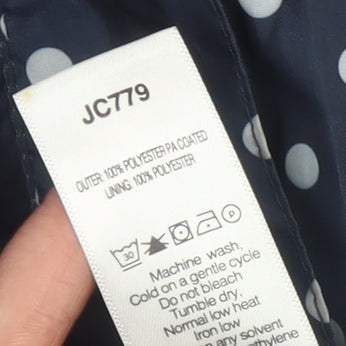 Capsule Women Blue Polka Dot Waterproof Hooded Rain Coat UK 14