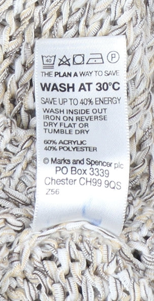 Marks and Spencer Women Beige Size 16 V-Neck Knit Cardigan