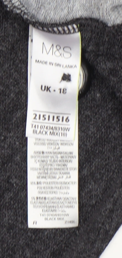 Marks and Spencer Womens Black 3/4 Sleeve Wrap Jersey Top Size 18