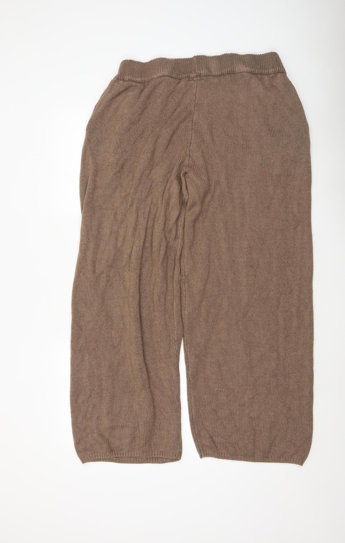 Collusion Women’s Brown Knit Cropped Wide-Leg Trousers L