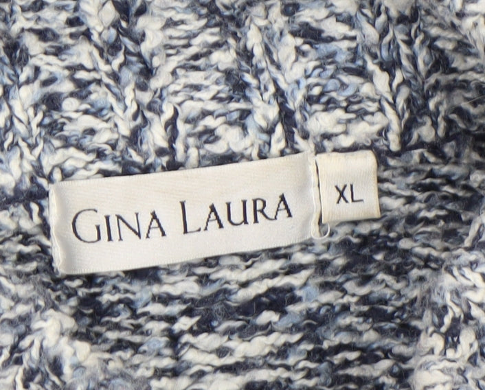 Gina Laura Women's Grey Chunky High Neck Wool Blend Jumper XL
