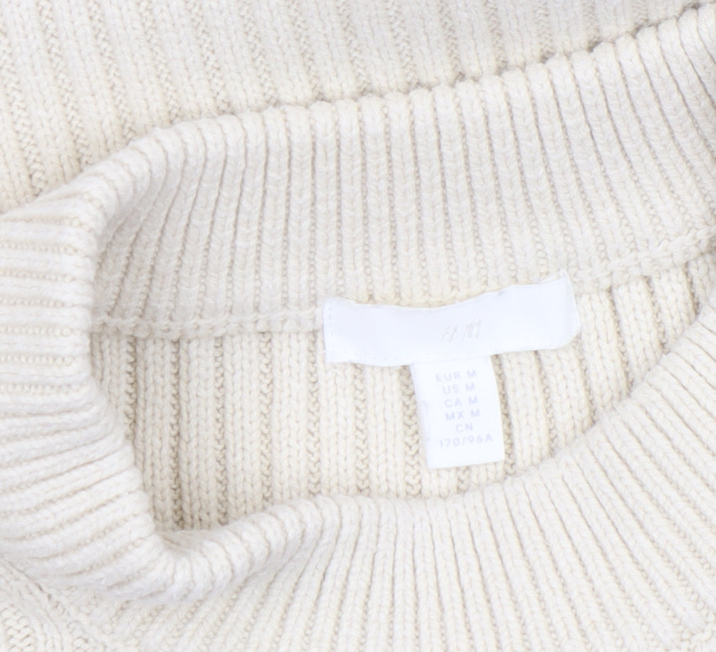 H&M Women Beige Mock Neck Sleeveless Ribbed Knit Vest Size 12