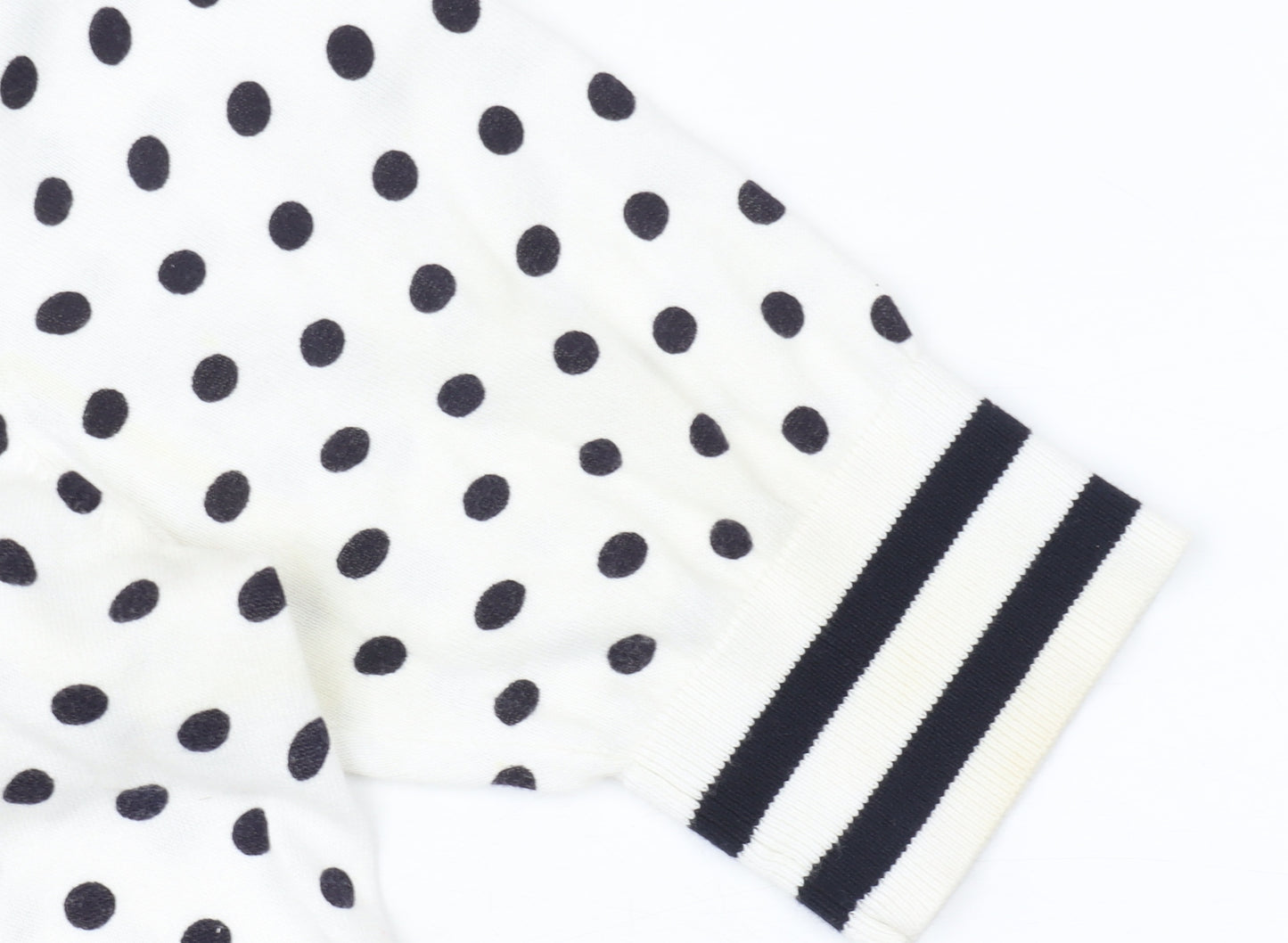 Hobbs Women’s White Polka Dot Cardigan Size 14 Cotton Knit