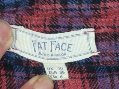 Fat Face Womens Red Check Flannel Button-Up Shirt Size 10