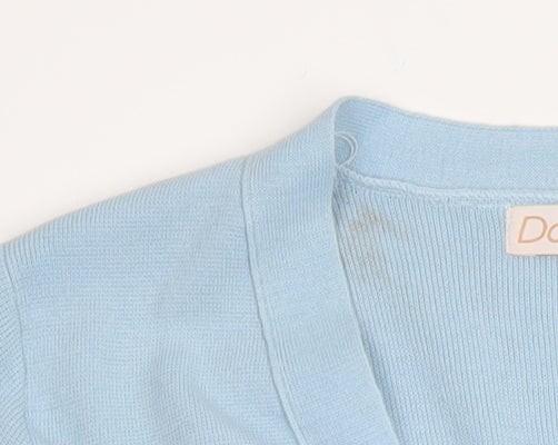 Daxon Women Blue Acrylic V-Neck Long Sleeve Button Cardigan Size 18/20