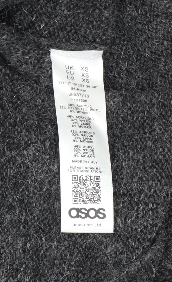 ASOS Men Grey Geometric Knit Crew Neck Jumper XS