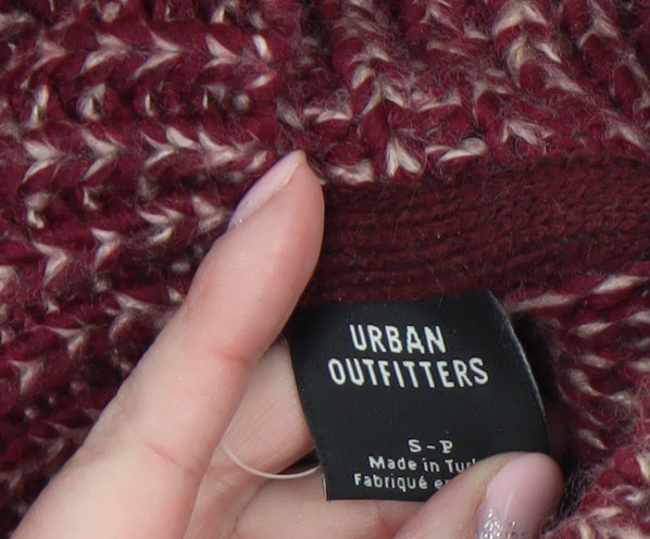 Urban Outfitters Women's Red Roll Neck Chunky Knit Jumper Size S