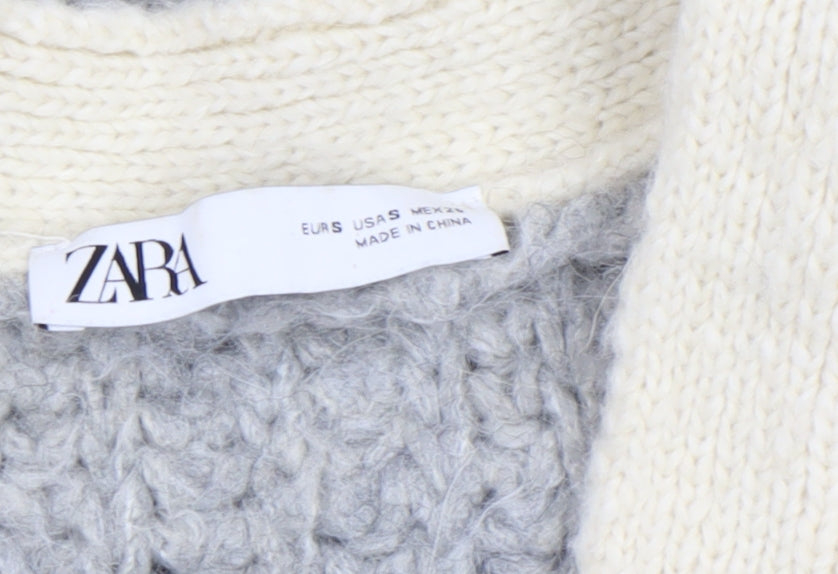 Zara Women’s Cream Grey Chunky Knit Cardigan Size S