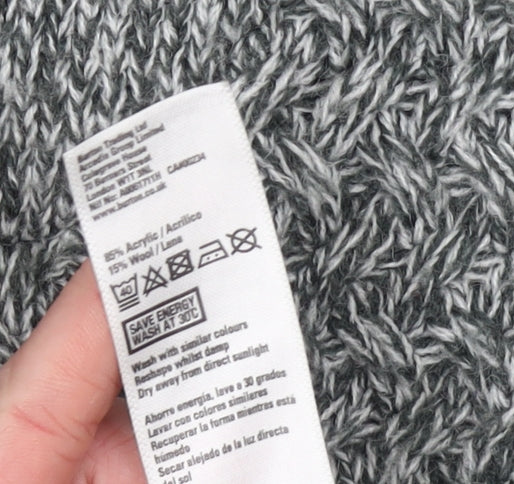 Burton Menswear London Men's Grey Chunky-Knit Shawl Neck Jumper S