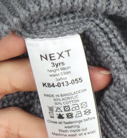 Next Boys Grey 3 Years Half Zip Roll Neck Jumper Cotton Acrylic Knit
