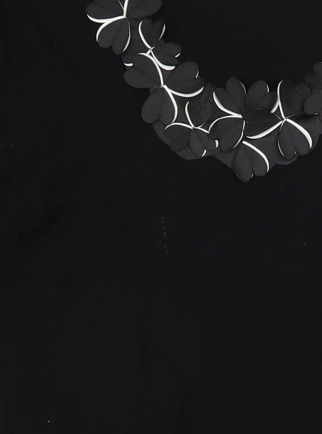 Marks and Spencer Per Una Womens Black Viscose Blend V-Neck 3/4 Sleeve Jumper Size 16