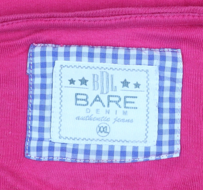 Bare Denim Women Pink Long Sleeve Basic Cotton T-Shirt 2XL