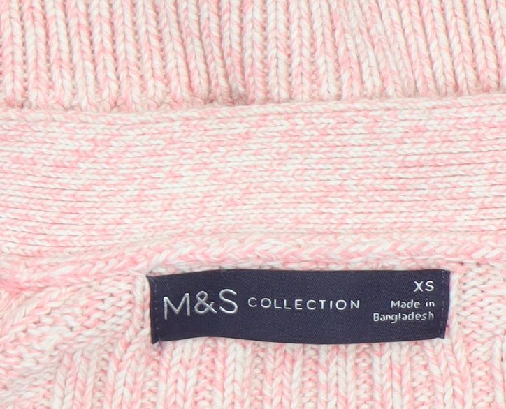 Marks and Spencer Womens Pink XS Rib Knit Button Cardigan