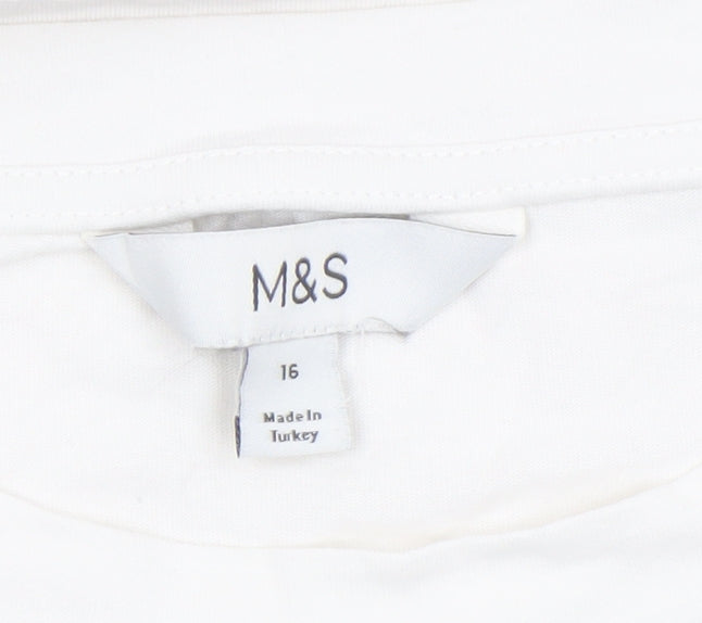 Marks and Spencer Women's White NYC Graphic Cotton T-Shirt Size 16