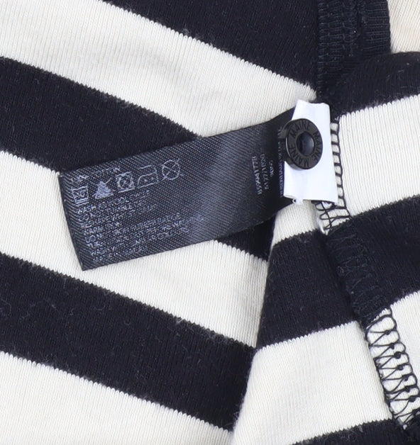 Maine New England Womens Black Striped Henley Jersey Top Size 14