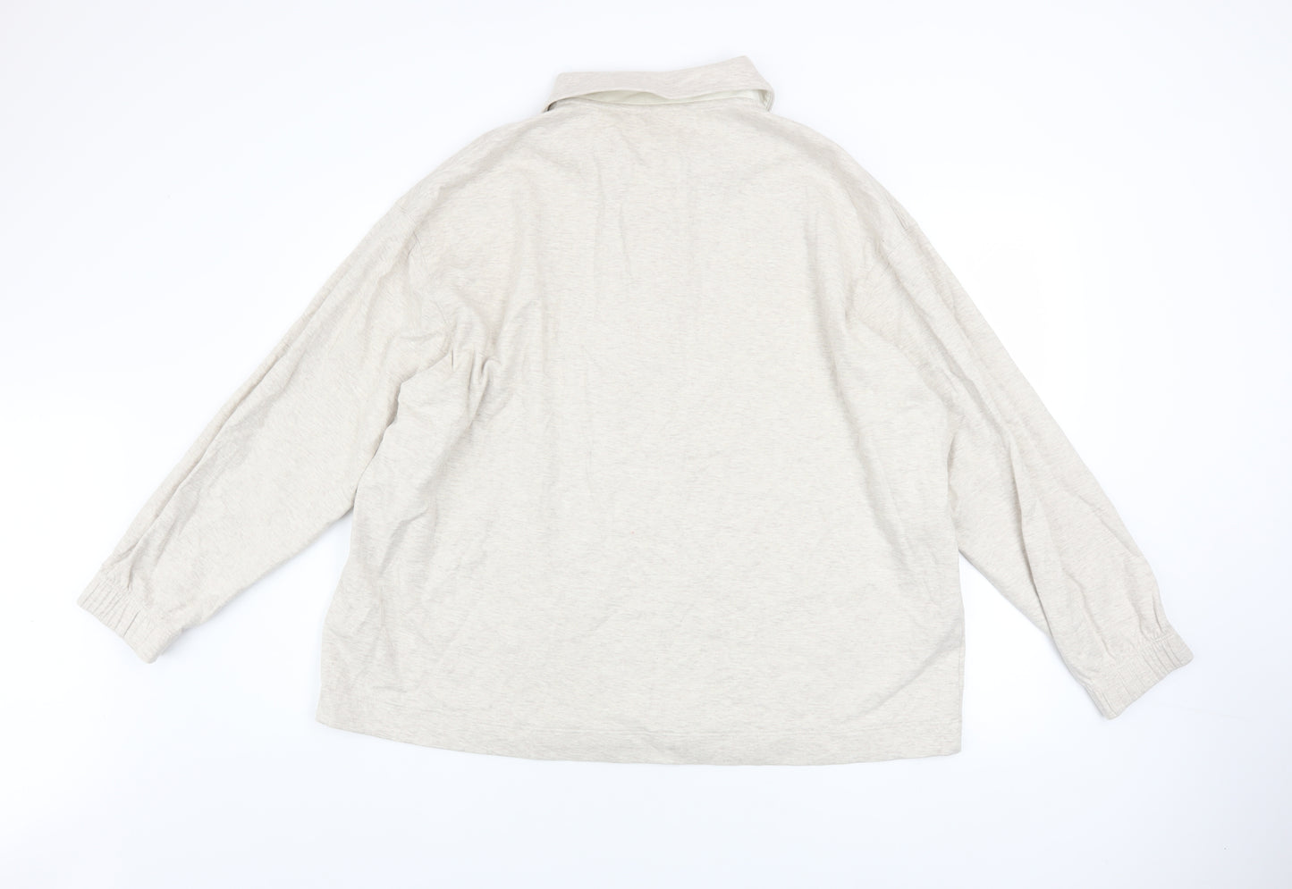 Marks and Spencer Men's Beige 2XL Henley Cotton Sweatshirt