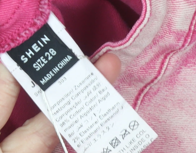 SHEIN Women’s Pink Denim Mini Ruffle Skirt Size 8