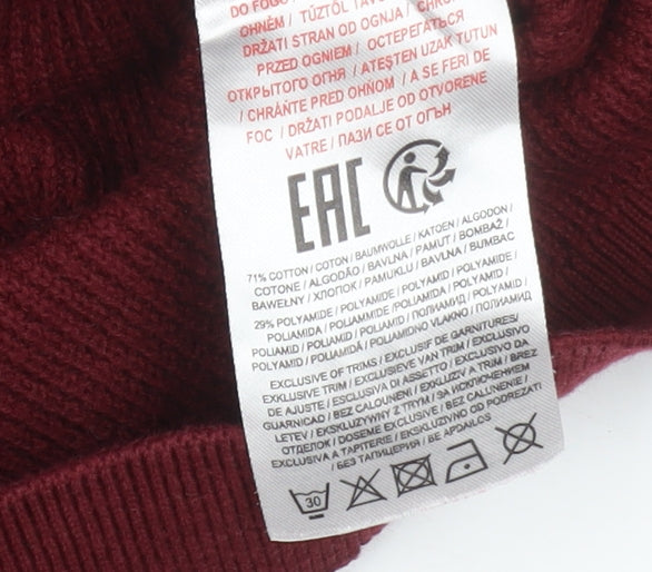 Kensington Eastside Men's Red Cotton Knit Jumper L Crew Neck Classic