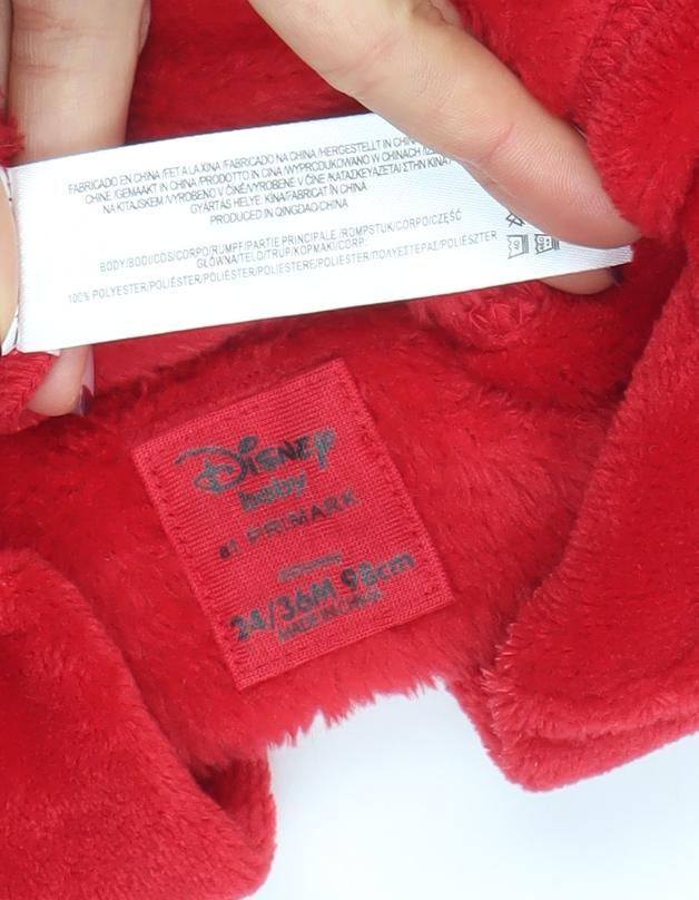 Disney Boys Red Mickey Mouse Fleece Hooded Robe 6 Years