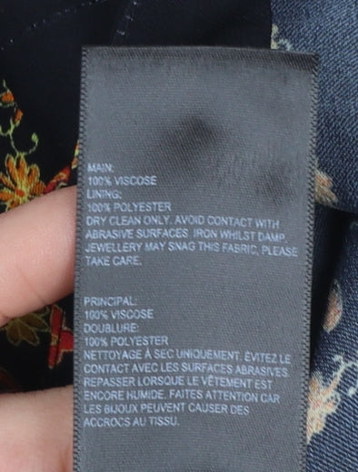 Whistles Womens Black Viscose Midi Skirt Size 10 Embroidered Bohemian Wrap Style