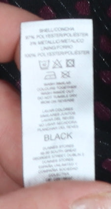 Gallery Women's Black Polka Dot Metallic Shirt Dress Size 14