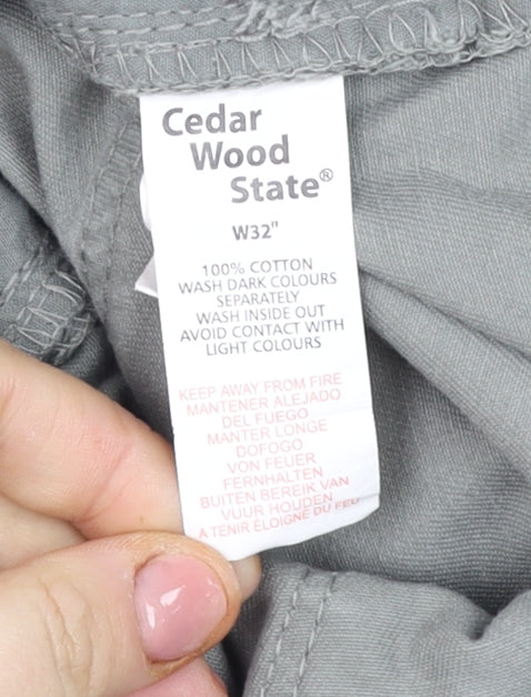 Cedar Wood State Men's Grey Chino Shorts Size 32 Regular Fit Casual