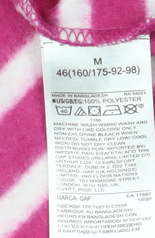 GAP Women Pink Striped 1/2 Zip Pullover Fleece Sweatshirt M