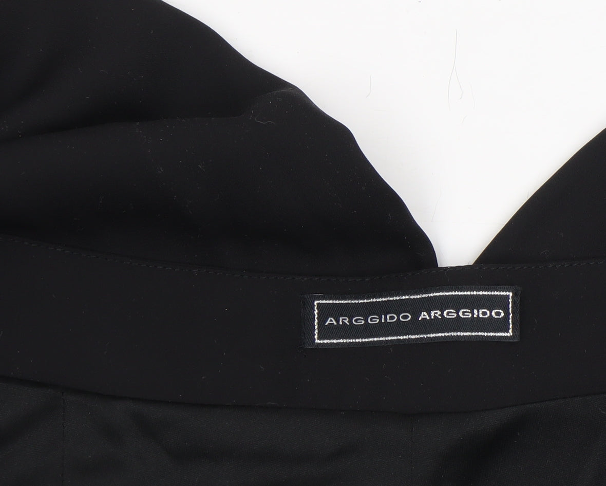 Arggido Women's Black Wide-Leg Crepe Trousers Size 18