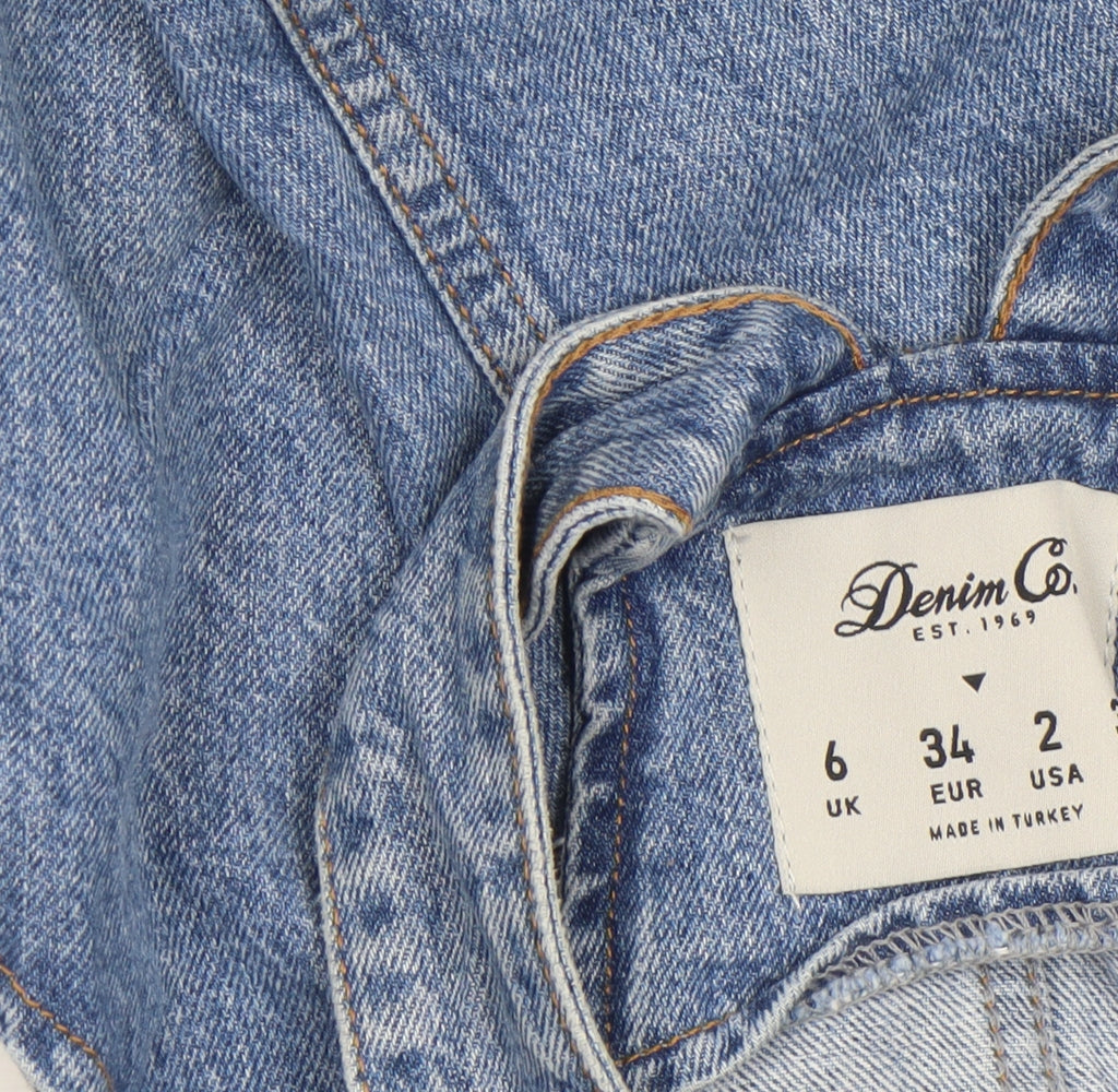 Denim Co Women's Blue Denim Pinafore Dress UK 6 Sleeveless Button Front