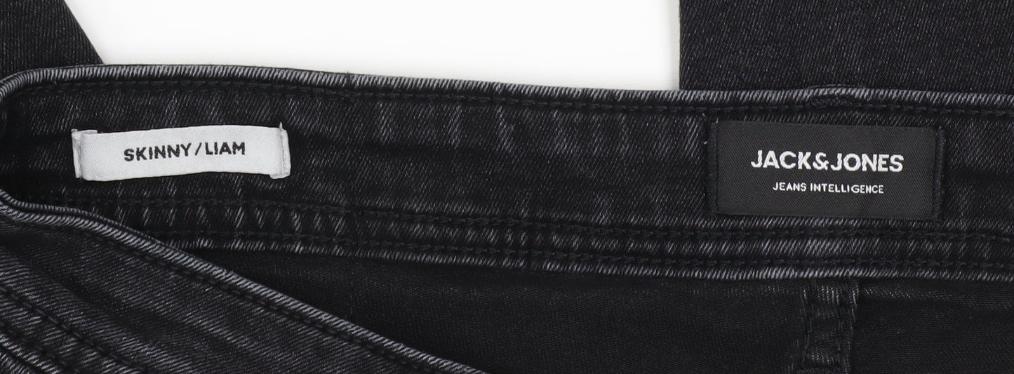 Jack & Jones Men's Black Skinny Liam Jeans Size 32W 34L