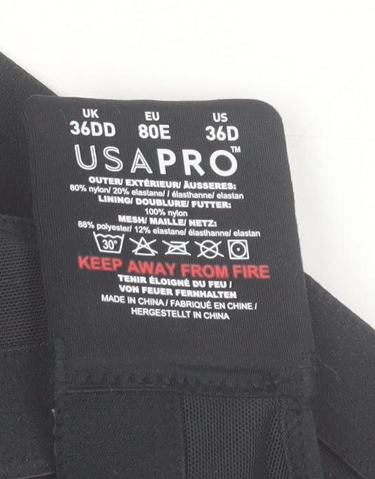 USA Pro Women’s Black 36DD Sports Bra High Support Nylon Blend