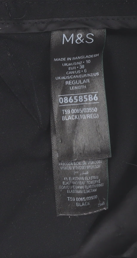 Marks and Spencer Womens Black Size 10 Regular Straight Leg Trousers