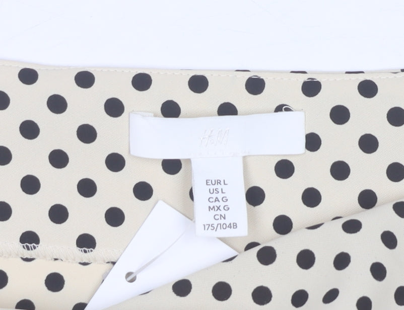 H&M Women’s Beige Polka Dot One Shoulder Wrap Blouse Size L