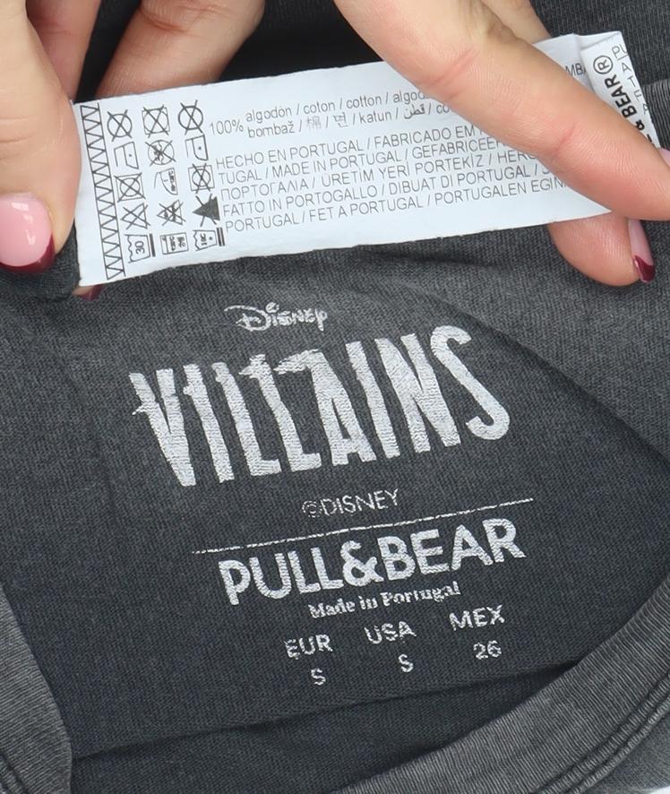 Pull & Bear Disney Villains Black Cotton T-Shirt Women S Casual Graphic