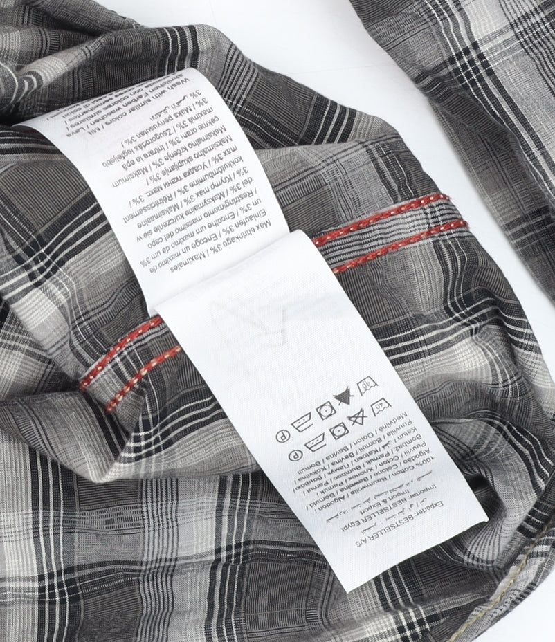 Jack & Jones Vintage Mens Black Check Cotton Long Sleeve Shirt XL