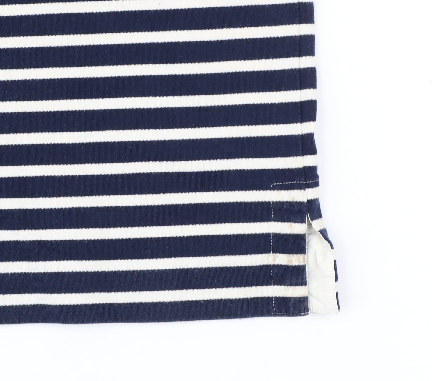 Jigsaw Women Blue Striped Boat Neck 3/4 Sleeve Cotton Blend Top XS