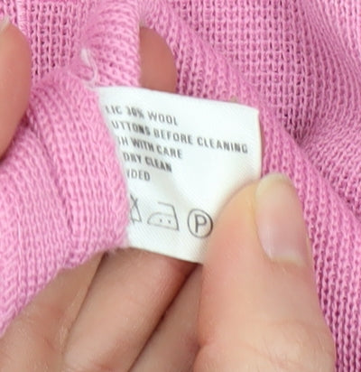 Sempre Women’s Pink Embroidered Wool Blend Button Jacket Size 12