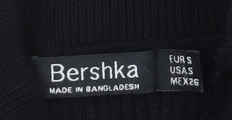 Bershka Women Black Knit Bodycon Midi Dress Size S