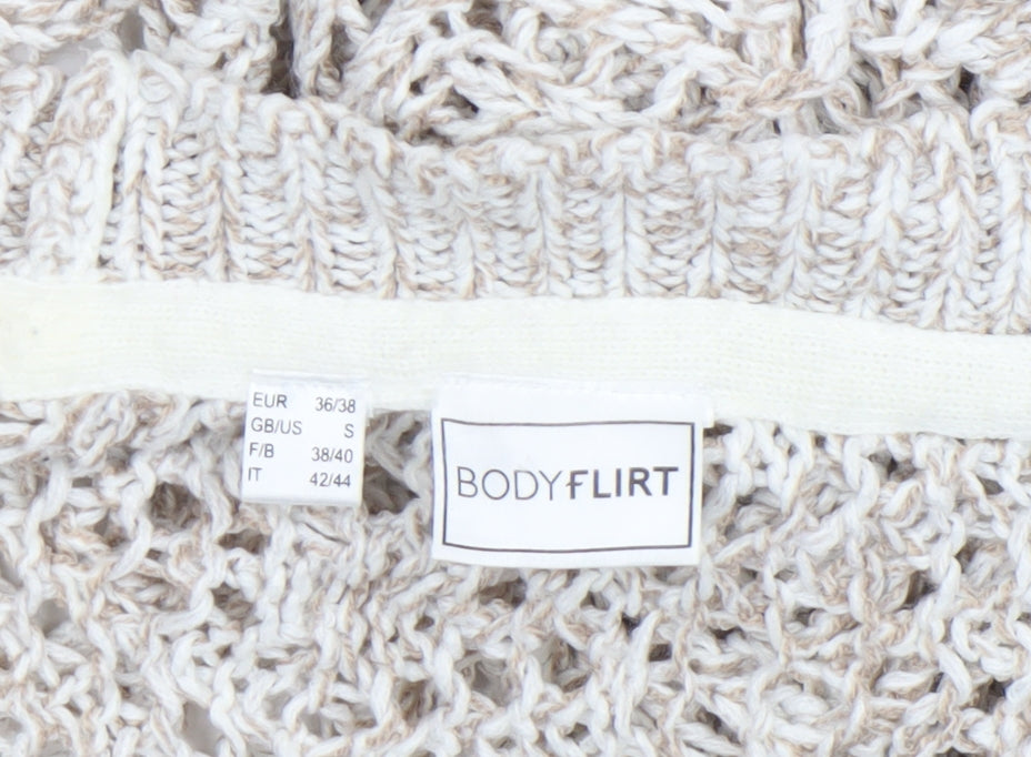 Bodyflirt Women Beige Open Knit Acrylic Cardigan Size S