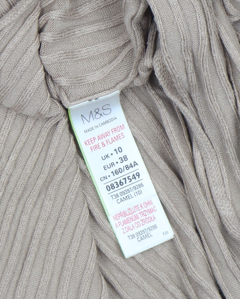 Marks and Spencer Women Beige Ribbed Tunic Jumper Size 10