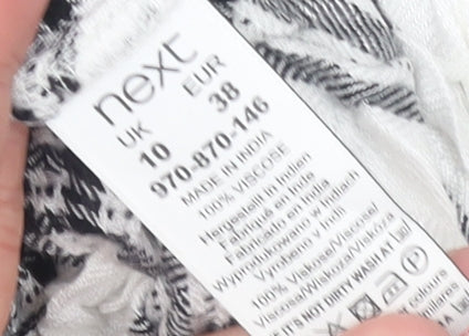 Next Womens White Check Long Sleeve Button-Up Shirt Size 10