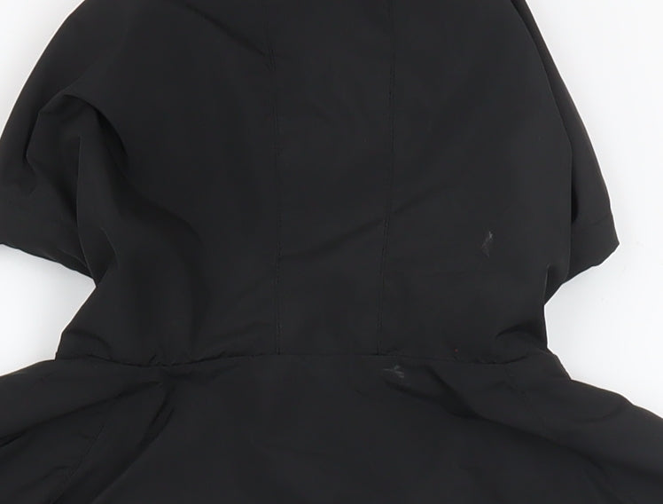 WORK OUT Women's Black Hooded Reflective Windbreaker Jacket Size 12