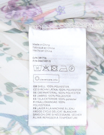 H&M Women’s Multicoloured Floral Chiffon Ruffle Blouse Size 16